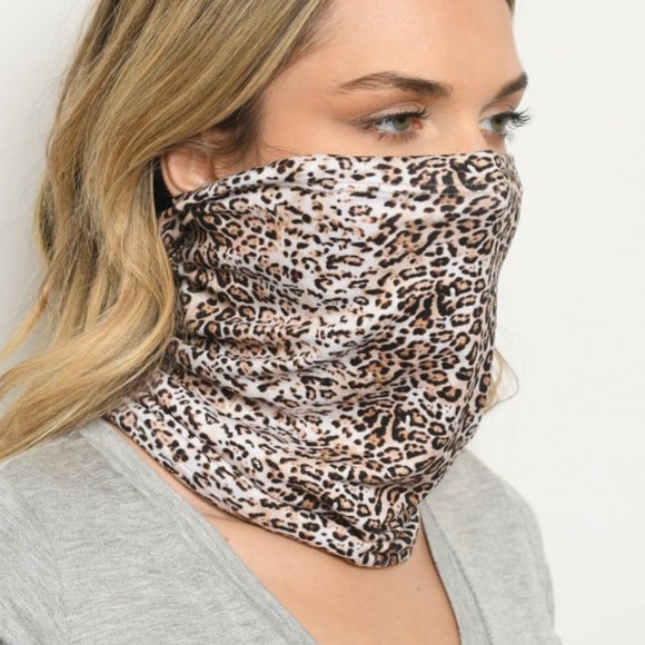 LEOPARD PRINT PULL OVER FACE MASK - Picture 3 of 12